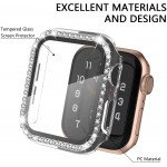 Crystal Diamond Rhinestone Case with Built In Tempered Glass Screen Protector for Apple Watch Series 6/5/4/SE [44mm] (Clear)